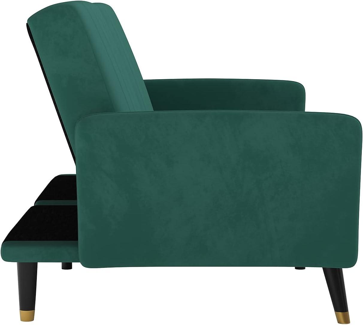 image:imageFlash Furniture Sophia Premium Split Back Sofa Futon Emerald Green Velvet Upholstery Solid Wood Legs Convertible Sleeper Couch for Small SpacesEmerald