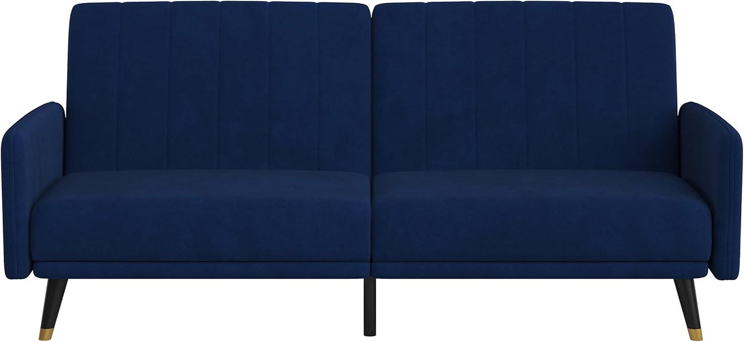 image:imageFlash Furniture Sophia Premium Split Back Sofa Futon Emerald Green Velvet Upholstery Solid Wood Legs Convertible Sleeper Couch for Small SpacesNavy