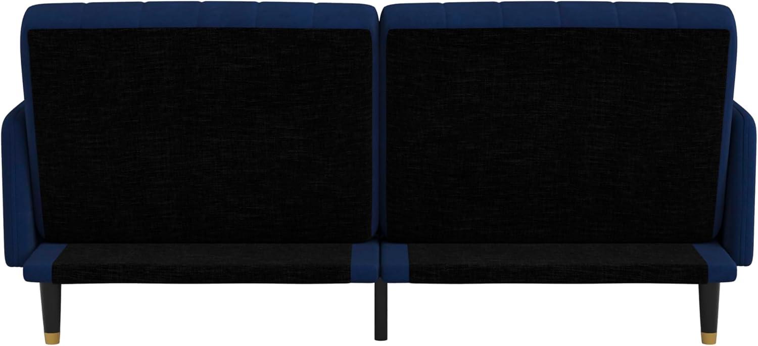 image:imageFlash Furniture Sophia Premium Split Back Sofa Futon Emerald Green Velvet Upholstery Solid Wood Legs Convertible Sleeper Couch for Small SpacesNavy