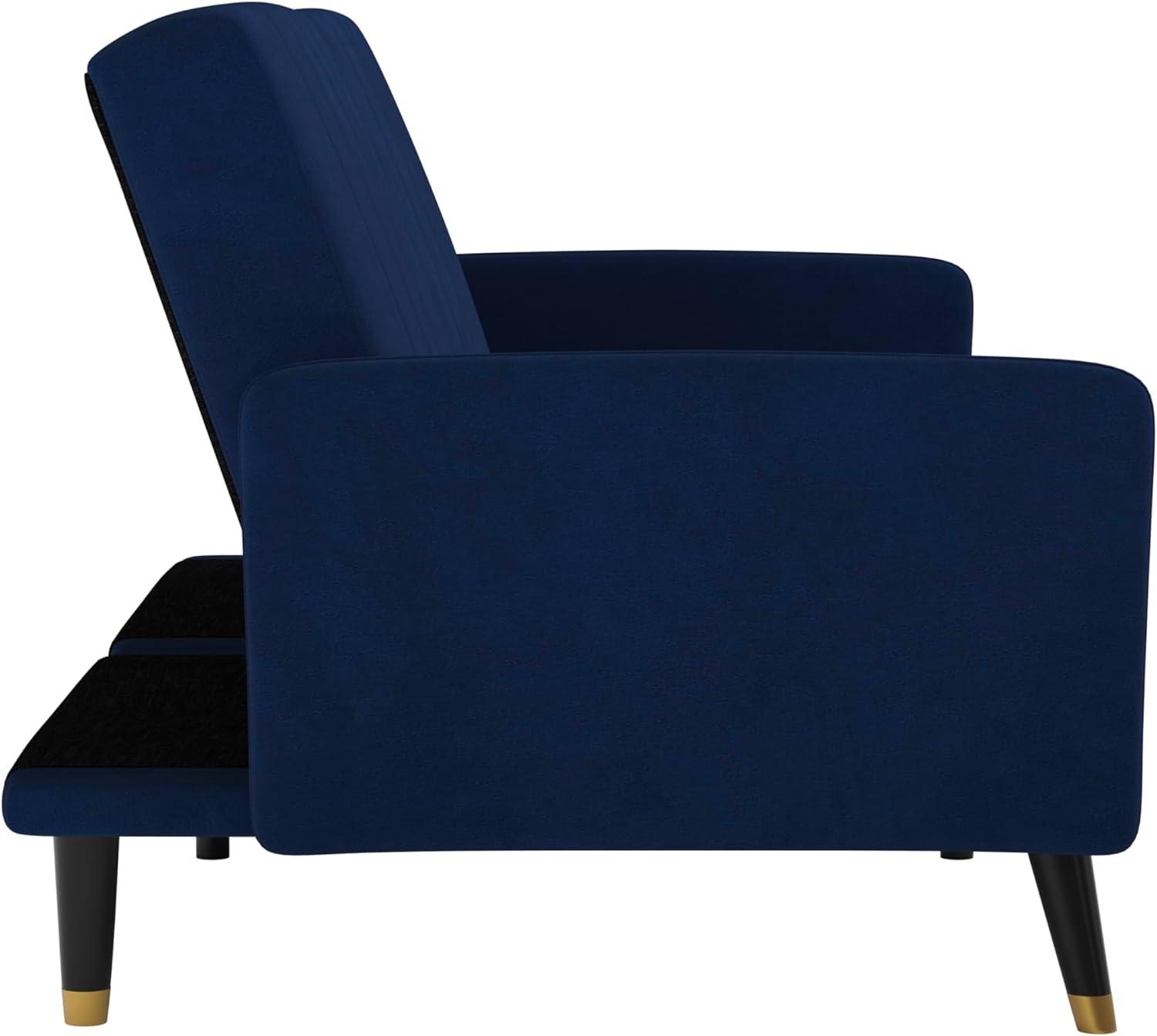 image:imageFlash Furniture Sophia Premium Split Back Sofa Futon Emerald Green Velvet Upholstery Solid Wood Legs Convertible Sleeper Couch for Small SpacesNavy