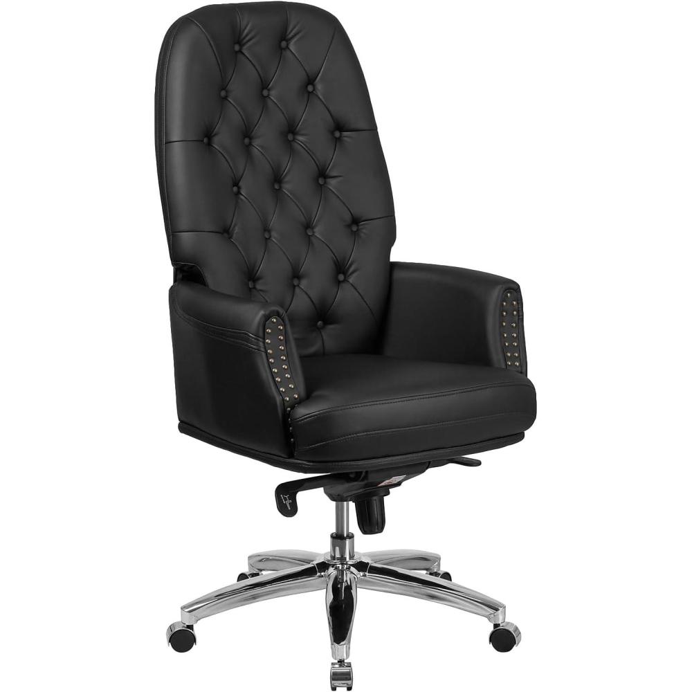 image:imageFlash Furniture Hansel High Back Traditional Tufted White LeatherSoft Multifunction Executive Swivel Ergonomic Office Chair with ArmsBlack