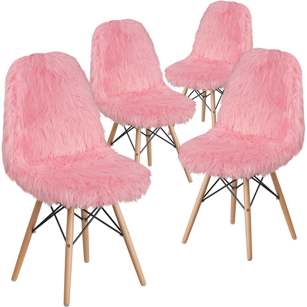 image:imageFlash Furniture Zula 4 Pack Shaggy Dog Purple Accent ChairLight Pink