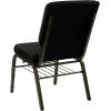 Flash Furniture 4 Pack HERCULES Series 18.5”W Church Chair in Purple Fabric with Book Rack – Gold Vein Frame(Black Dot Patterned Fabric/Gold Vein Frame)