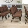 Flash Furniture 4 Pack HERCULES Series 18.5”W Church Chair in Purple Fabric with Book Rack – Gold Vein Frame(Brown Fabric/Gold Vein Frame)