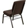 Flash Furniture 4 Pack HERCULES Series 18.5”W Church Chair in Purple Fabric with Book Rack – Gold Vein Frame(Brown Fabric/Gold Vein Frame)