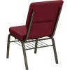Flash Furniture 4 Pack HERCULES Series 18.5”W Church Chair in Purple Fabric with Book Rack – Gold Vein Frame(Burgundy Fabric/Gold Vein Frame)