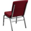 Flash Furniture 4 Pack HERCULES Series 18.5”W Church Chair in Purple Fabric with Book Rack – Gold Vein Frame(Burgundy Fabric/Silver Vein Frame)