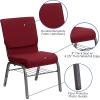 Flash Furniture 4 Pack HERCULES Series 18.5”W Church Chair in Purple Fabric with Book Rack – Gold Vein Frame(Burgundy Fabric/Silver Vein Frame)