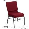 Flash Furniture 4 Pack HERCULES Series 18.5”W Church Chair in Purple Fabric with Book Rack – Gold Vein Frame(Burgundy Fabric/Silver Vein Frame)