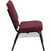 Flash Furniture 4 Pack HERCULES Series 18.5”W Church Chair in Purple Fabric with Book Rack – Gold Vein Frame(Burgundy Patterned Fabric/Gold Vein Frame)