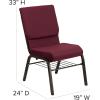 Flash Furniture 4 Pack HERCULES Series 18.5”W Church Chair in Purple Fabric with Book Rack – Gold Vein Frame(Burgundy Patterned Fabric/Gold Vein Frame)