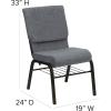 Flash Furniture 4 Pack HERCULES Series 18.5”W Church Chair in Purple Fabric with Book Rack – Gold Vein Frame(Gray Fabric/Gold Vein Frame)