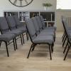 Flash Furniture 4 Pack HERCULES Series 18.5”W Church Chair in Purple Fabric with Book Rack – Gold Vein Frame(Gray Fabric/Gold Vein Frame)