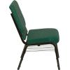 Flash Furniture 4 Pack HERCULES Series 18.5”W Church Chair in Purple Fabric with Book Rack – Gold Vein Frame(Green Patterned Fabric/Gold Vein Frame)