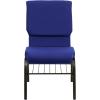 Flash Furniture 4 Pack HERCULES Series 18.5”W Church Chair in Purple Fabric with Book Rack – Gold Vein Frame(Navy Blue Fabric/Gold Vein Frame)