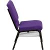 Flash Furniture 4 Pack HERCULES Series 18.5”W Church Chair in Purple Fabric with Book Rack – Gold Vein Frame(Purple Fabric/Gold Vein Frame)