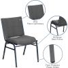 Flash Furniture 4 Pack HERCULES Series Heavy Duty Navy Blue Dot Fabric Stack Chair(Gray Fabric)