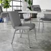 Flash Furniture 4 Pack HERCULES Series Heavy Duty Navy Blue Dot Fabric Stack Chair(Gray Vinyl)
