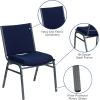 Flash Furniture 4 Pack HERCULES Series Heavy Duty Navy Blue Dot Fabric Stack Chair(Navy Blue Patterned Fabric)