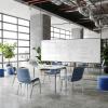 Flash Furniture 4 Pack HERCULES Series Heavy Duty Navy Blue Dot Fabric Stack Chair(Navy Vinyl)