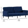 Flash Furniture Carter Premium Tufted Split Back Sofa Futon -Navy Velvet Upholstery – Solid Wood Legs – Convertible Sleeper Couch for Small Spaces(Navy)