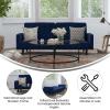 Flash Furniture Carter Premium Tufted Split Back Sofa Futon -Navy Velvet Upholstery – Solid Wood Legs – Convertible Sleeper Couch for Small Spaces(Navy)