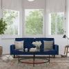 Flash Furniture Carter Premium Tufted Split Back Sofa Futon -Navy Velvet Upholstery – Solid Wood Legs – Convertible Sleeper Couch for Small Spaces(Navy)