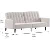 Flash Furniture Carter Premium Tufted Split Back Sofa Futon -Navy Velvet Upholstery – Solid Wood Legs – Convertible Sleeper Couch for Small Spaces(Stone)