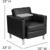 Flash Furniture George Black LeatherSoft Guest Chair with Tablet Arm, Tall Chrome Legs and Cup Holder(Black Leathersoft)