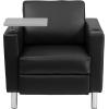 Flash Furniture George Black LeatherSoft Guest Chair with Tablet Arm, Tall Chrome Legs and Cup Holder(Black Leathersoft)