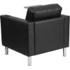 Flash Furniture George Black LeatherSoft Guest Chair with Tablet Arm, Tall Chrome Legs and Cup Holder(Black Leathersoft)