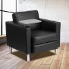 Flash Furniture George Black LeatherSoft Guest Chair with Tablet Arm, Tall Chrome Legs and Cup Holder(Black Leathersoft)