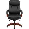 Flash Furniture Hansel High Back Black LeatherSoft Executive Ergonomic Office Chair with Synchro-Tilt Mechanism, Mahogany Wood Base and Arms