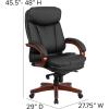 Flash Furniture Hansel High Back Black LeatherSoft Executive Ergonomic Office Chair with Synchro-Tilt Mechanism, Mahogany Wood Base and Arms