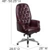 Flash Furniture Hansel High Back Traditional Tufted White LeatherSoft Multifunction Executive Swivel Ergonomic Office Chair with Arms(Burgundy)