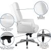 Flash Furniture Hansel High Back Traditional Tufted White LeatherSoft Multifunction Executive Swivel Ergonomic Office Chair with Arms(White)