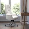 Flash Furniture Hansel High Back Traditional Tufted White LeatherSoft Multifunction Executive Swivel Ergonomic Office Chair with Arms(White)