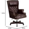 Flash Furniture High Back Traditional Tufted Brown LeatherSoft Executive Ergonomic Office Chair with Oversized Headrest & Nail Trim Arms(Brown)