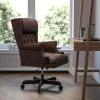 Flash Furniture High Back Traditional Tufted Brown LeatherSoft Executive Ergonomic Office Chair with Oversized Headrest & Nail Trim Arms(Brown)