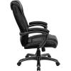 Flash Furniture Oma High Back Black LeatherSoft Layered Upholstered Executive Swivel Ergonomic Office Chair with Smoke Metal Base and Arms
