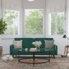 Flash Furniture Sophia Premium Split Back Sofa Futon – Emerald Green Velvet Upholstery – Solid Wood Legs – Convertible Sleeper Couch for Small Spaces(Emerald)