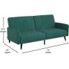Flash Furniture Sophia Premium Split Back Sofa Futon – Emerald Green Velvet Upholstery – Solid Wood Legs – Convertible Sleeper Couch for Small Spaces(Emerald)
