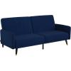 Flash Furniture Sophia Premium Split Back Sofa Futon – Emerald Green Velvet Upholstery – Solid Wood Legs – Convertible Sleeper Couch for Small Spaces(Navy)