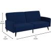 Flash Furniture Sophia Premium Split Back Sofa Futon – Emerald Green Velvet Upholstery – Solid Wood Legs – Convertible Sleeper Couch for Small Spaces(Navy)