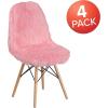 Flash Furniture Zula 4 Pack Shaggy Dog Purple Accent Chair(Light Pink)