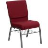 Flash Furniture 4 Pack HERCULES Series 18.5”W Church Chair in Purple Fabric with Book Rack – Gold Vein Frame(Burgundy Fabric/Silver Vein Frame)