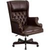 Flash Furniture High Back Traditional Tufted Brown LeatherSoft Executive Ergonomic Office Chair with Oversized Headrest & Nail Trim Arms(Brown)