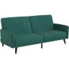 Flash Furniture Sophia Premium Split Back Sofa Futon – Emerald Green Velvet Upholstery – Solid Wood Legs – Convertible Sleeper Couch for Small Spaces(Emerald)