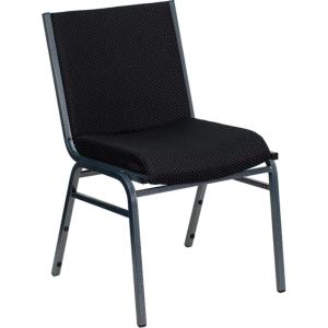Flash Furniture 4 Pack HERCULES Series Heavy Duty Navy Blue Dot Fabric Stack Chair(Black Patterned Fabric)