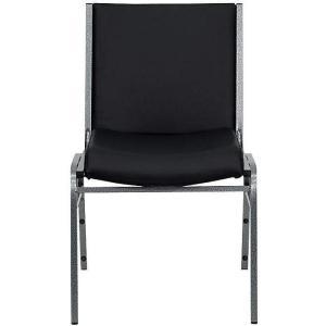 Flash Furniture 4 Pack HERCULES Series Heavy Duty Navy Blue Dot Fabric Stack Chair(Black Vinyl)